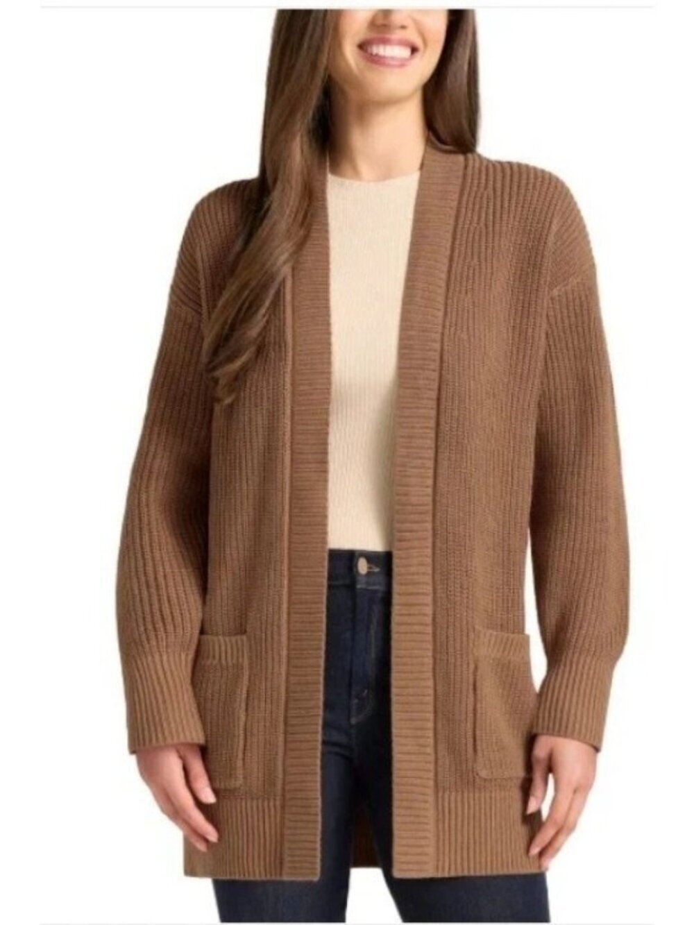 NWT Max & Mia Women's XXL Camel Open-Front Knit Cardigan Sweater P0712